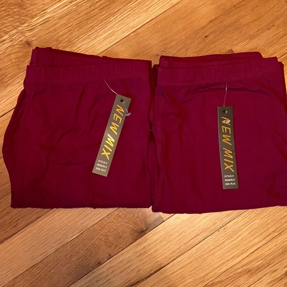NWT New Mix Burgundy Plus Size Buttery Soft Basic leggings One Size - Picture 10 of 13